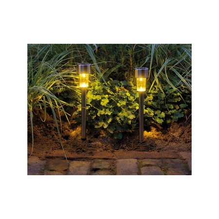 1x Outdoor/garden LED silver pin solar light 36 cm warm white