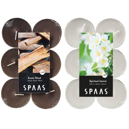 Candles by Spaas scented tealights candles - 24x in 2x scenses Jasmin/Exotic wood
