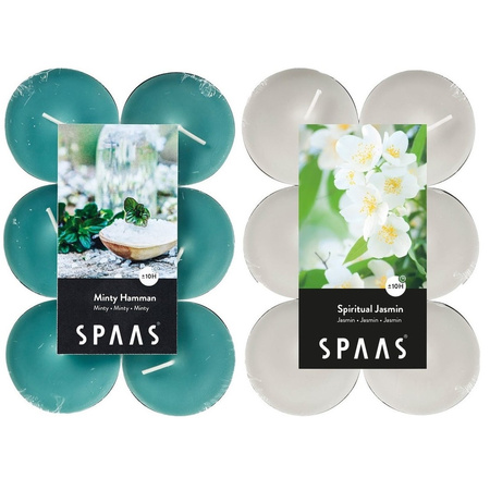 Candles by Spaas scented tealights candles - 24x in 2x scenses Jasmin/Minty Hammam