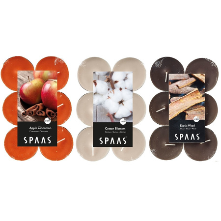 Candles by Spaas scented tealights candles - 36x in 3x scenses - Maxi tealights