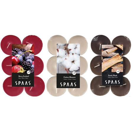 Candles by Spaas scented tealights candles - 36x in 3x scenses - Maxi tealights