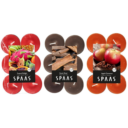 Candles by Spaas scented tealights candles - 36x in 3x scenses - Tealights