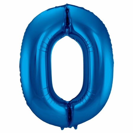 Cijfer ballonnen opblaas - Verjaardag versiering 100 jaar - 85 cm blauw