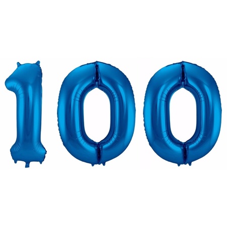Number 100 balloon blue 86 cm