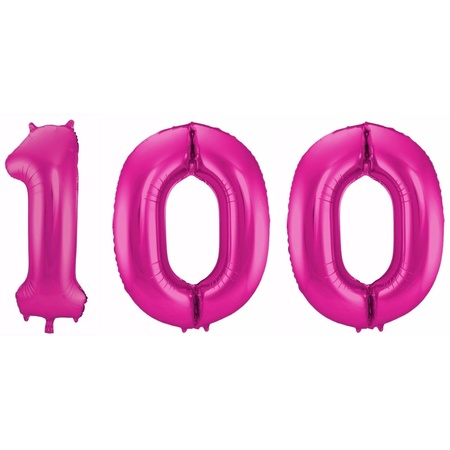 Number 100 balloon pink 86 cm