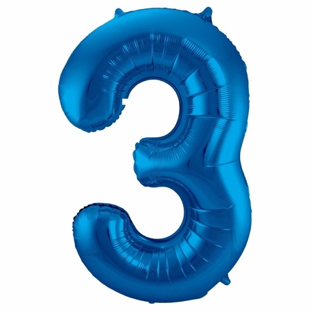 Number 3 balloon blue 86 cm