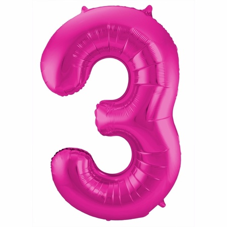 Foil number balloons birthday 13 years 85 cm in pink