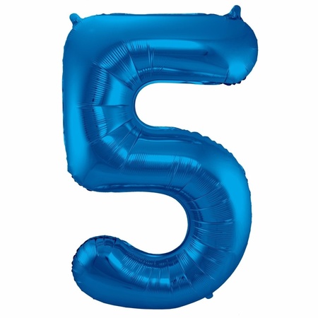 Cijfer ballonnen opblaas - Verjaardag versiering 65 jaar - 85 cm blauw