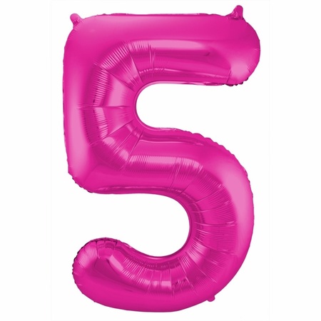 Cijfer ballonnen opblaas - Verjaardag versiering 75 jaar - 85 cm roze