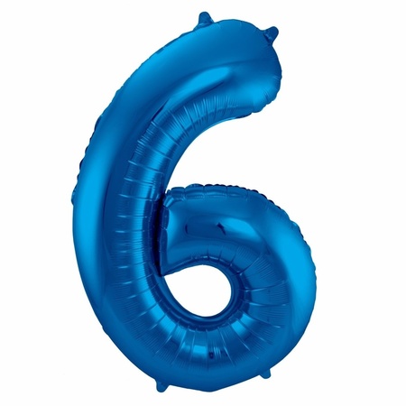 Cijfer ballonnen opblaas - Verjaardag versiering 16 jaar - 85 cm blauw