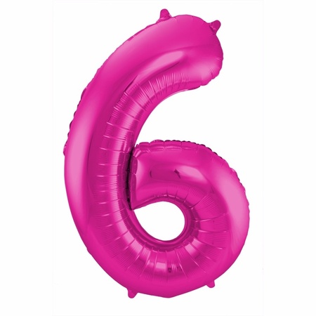 Cijfer ballonnen opblaas - Verjaardag versiering 65 jaar - 85 cm roze