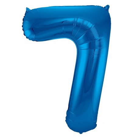 Cijfer ballonnen opblaas - Verjaardag versiering 17 jaar - 85 cm blauw