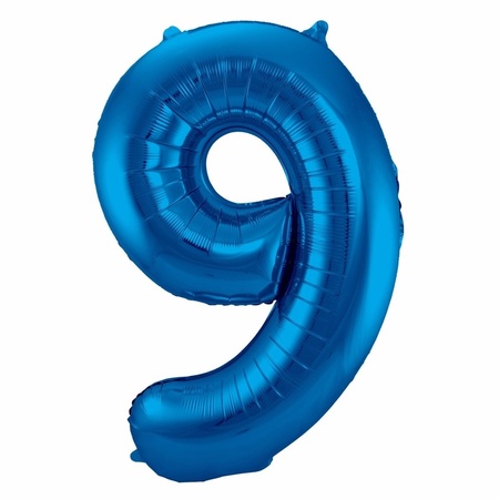 Cijfer ballonnen opblaas - Verjaardag versiering 90 jaar - 85 cm blauw