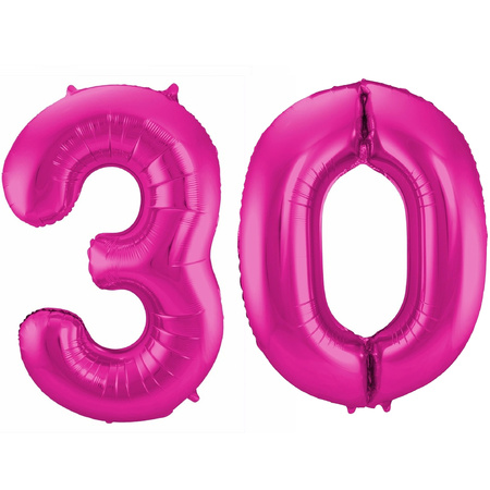 Cijfer ballonnen opblaas - Verjaardag versiering 30 jaar - 85 cm roze