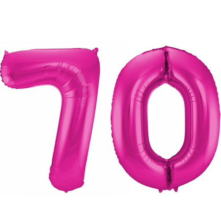 Foil number balloons birthday 70 years 85 cm in pink