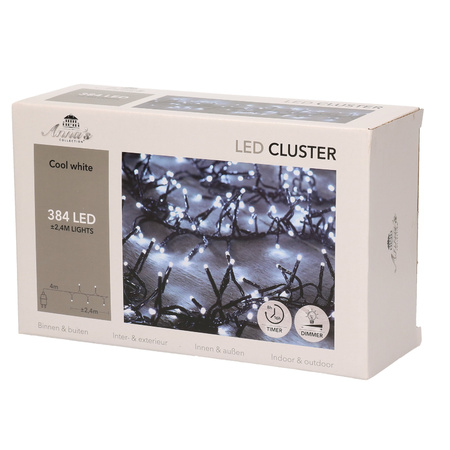 Clusterlights clear white 384 white lights christmas lights with timer