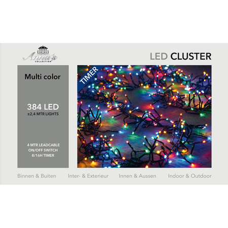 Christmas clusterlights with timer multi colour LED 2,4 m