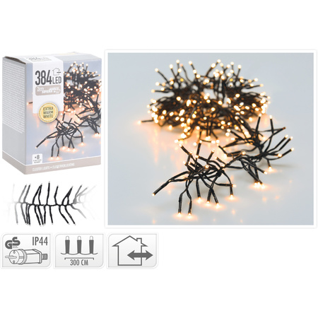 Christmas lights black rope 384 warm white lights 300 cm with memorie function