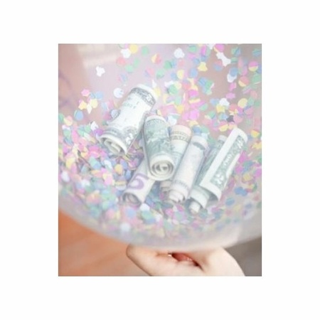 Geld kado ballon 90 cm met confetti