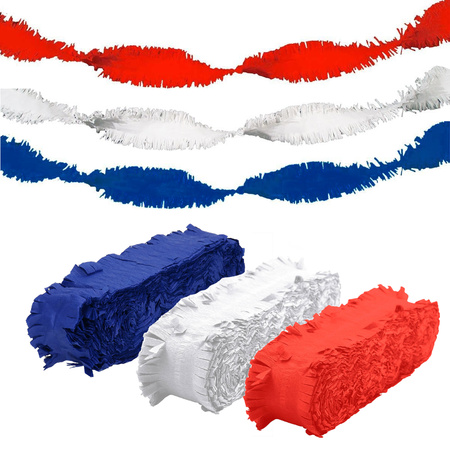 Party decorations combi set guirlandes red/white/blue 24m crepe paper