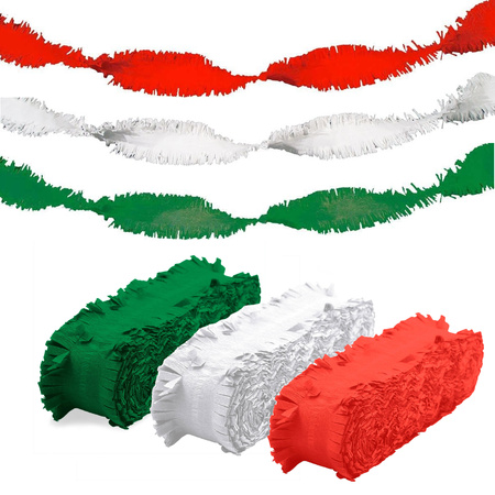 Feest versiering combi slingers rood/wit/groen 24 meter crepe papier