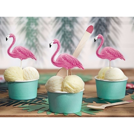Cupcake prikkers met flamingo 6x