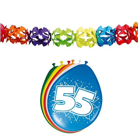 Folat party 55 years birthday decorations set - Balloons and guirlandes