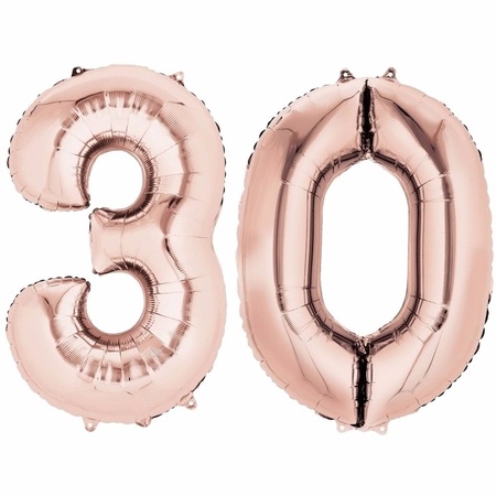 30 jaar geworden cijfer ballon rose goud