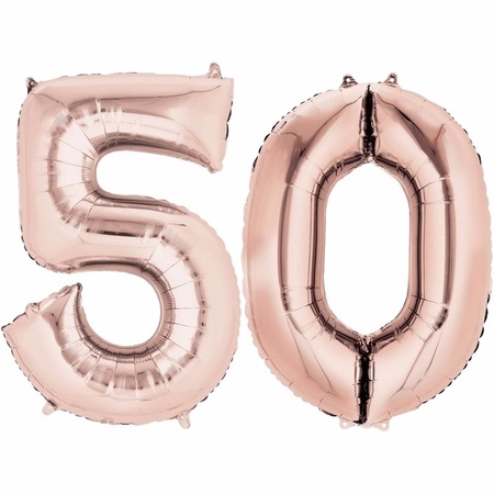 50 jaar geworden cijfer ballon rose goud