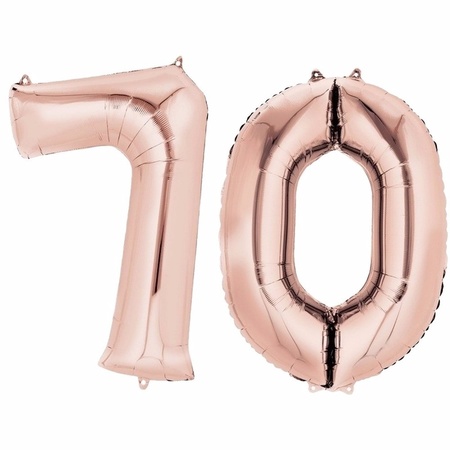 70 jaar geworden cijfer ballon rose goud