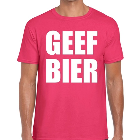 Geef Bier t-shirt roze heren