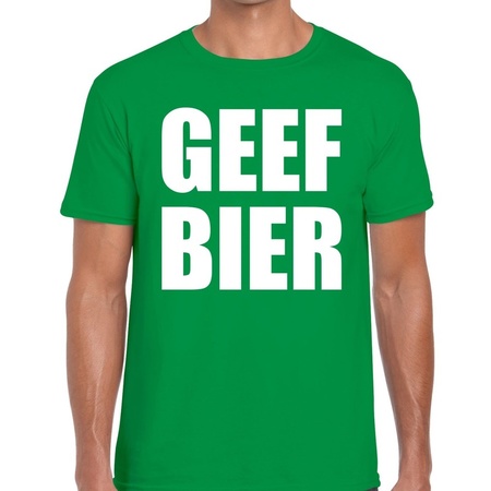 Geef Bier tekst t-shirt groen heren