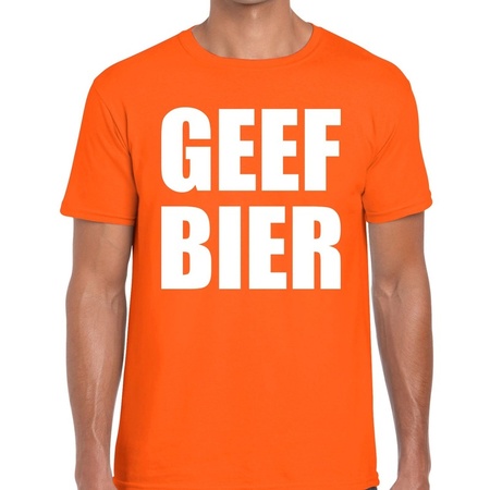 Geef Bier tekst t-shirt oranje heren