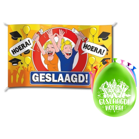 Graduation deco party set - Hoera - Large flag and balloons