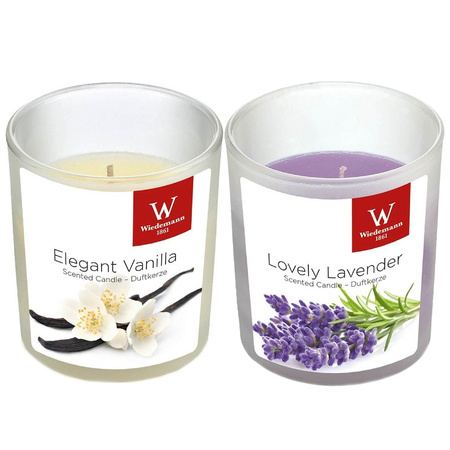 Scented candles set of 4x in holder vanille and lavender 25 burning hours