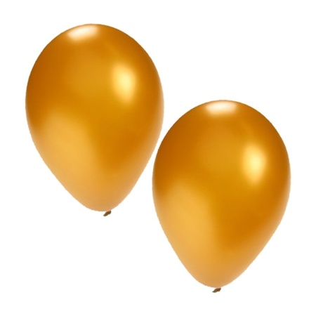 60x stuks party ballonnen wit en goud 27 cm