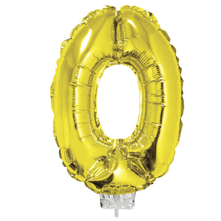 Inflatable gold foil balloon number 10 on stick