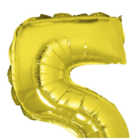 Inflatable gold foil balloon number 5 on stick