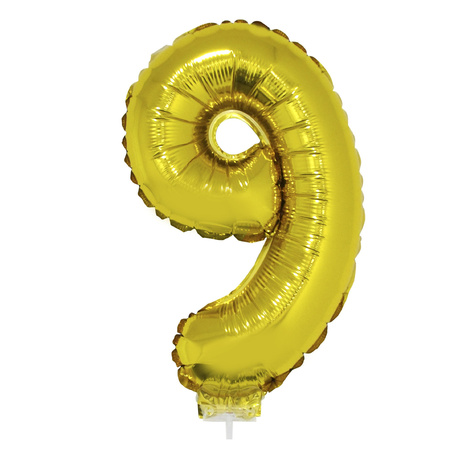 Opblaas cijfer ballon 9 folie ballon goud 41 cm