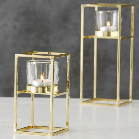 Gold iron candle holders set of 2x pieces 15-23 cm