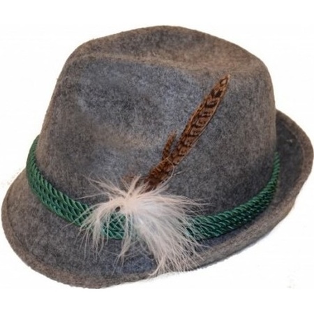 Grey Tyrolean hat dress up accessory for adults