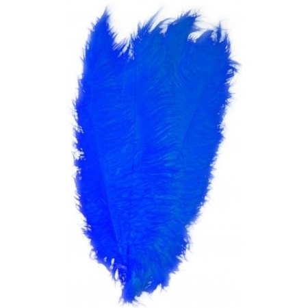 Grote veer/struisvogelveren blauw 50 cm verkleed accessoire