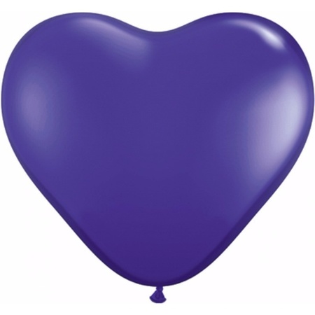 10 Paarse harten ballonnen 15 cm