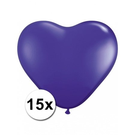 15 Paarse harten ballonnen 15 cm
