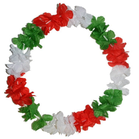 Hawaii garland with red, green, white flowers