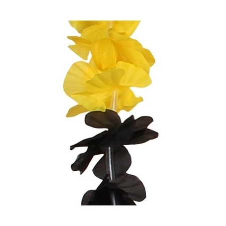 Hawaii bloemenketting geel/zwart