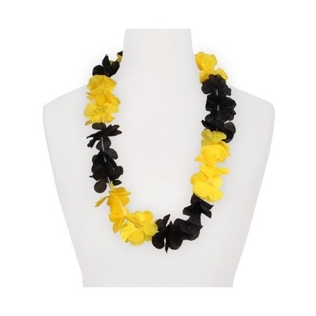 Hawaii bloemenketting geel/zwart