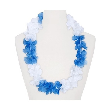 Hawaii bloemenketting wit/blauw