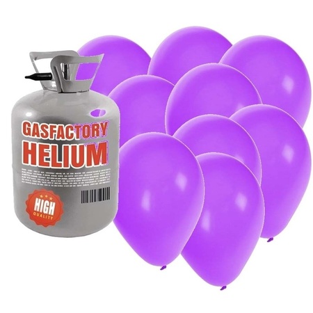 Helium tank with 50 purple balloons