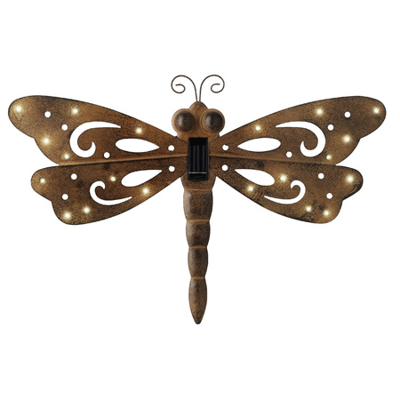 Iron decoration dragonfly with solar lighting 53 x 35 cm